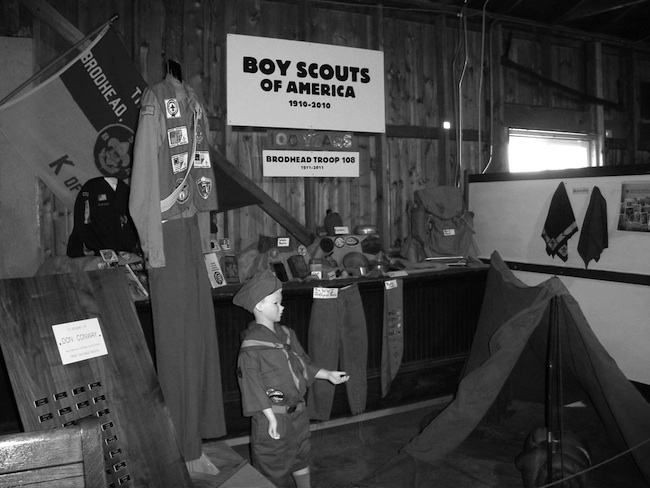 The new Boy Scouts display in the freight room of the depot.